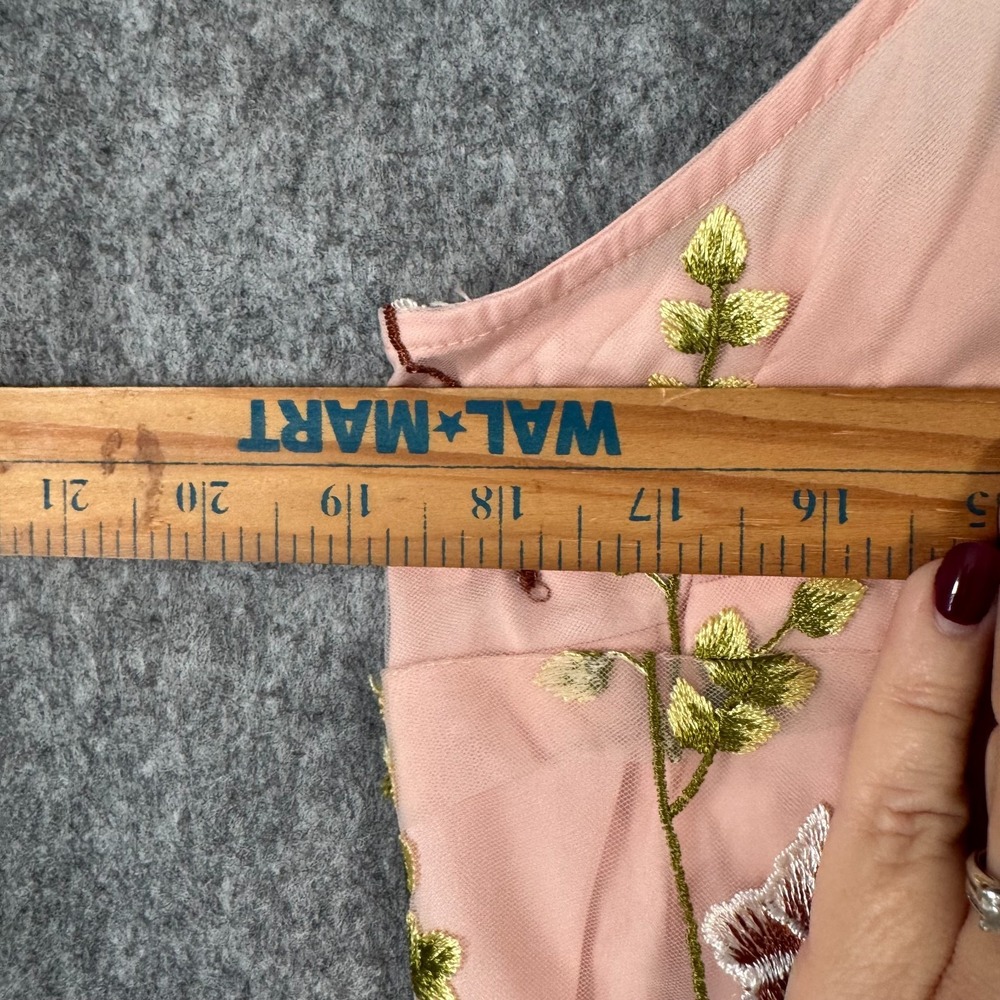 Beige ECI Fairy Floral Embroider Garden Sheer Slip Dress Size‎ 12 Pink Butterfly - Picture 10 of 13